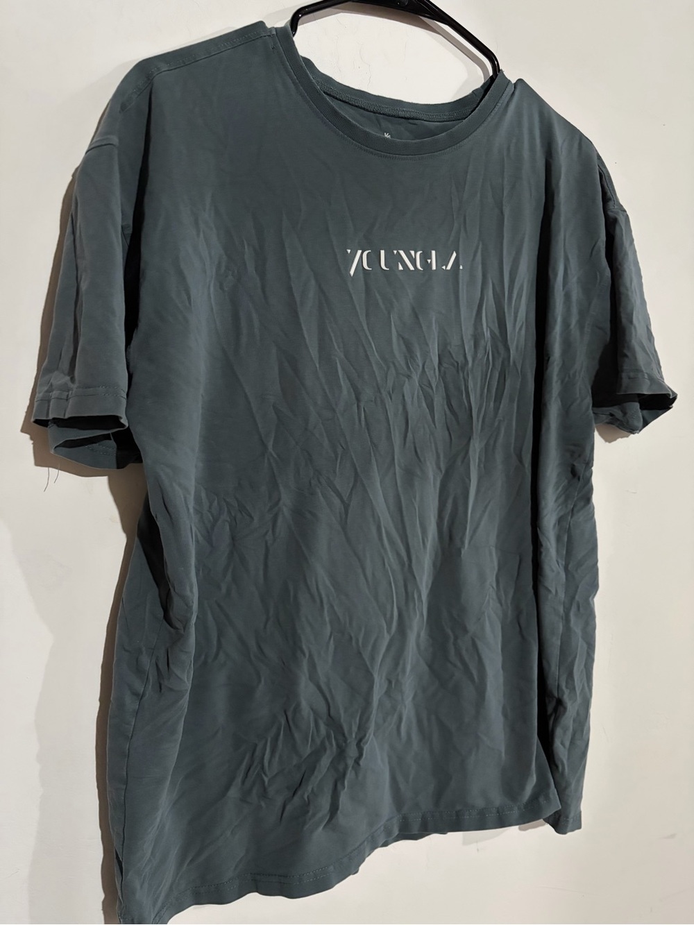 Young LA Men's Slate Green Crewneck T-Shirt with Subtle Chest Logo